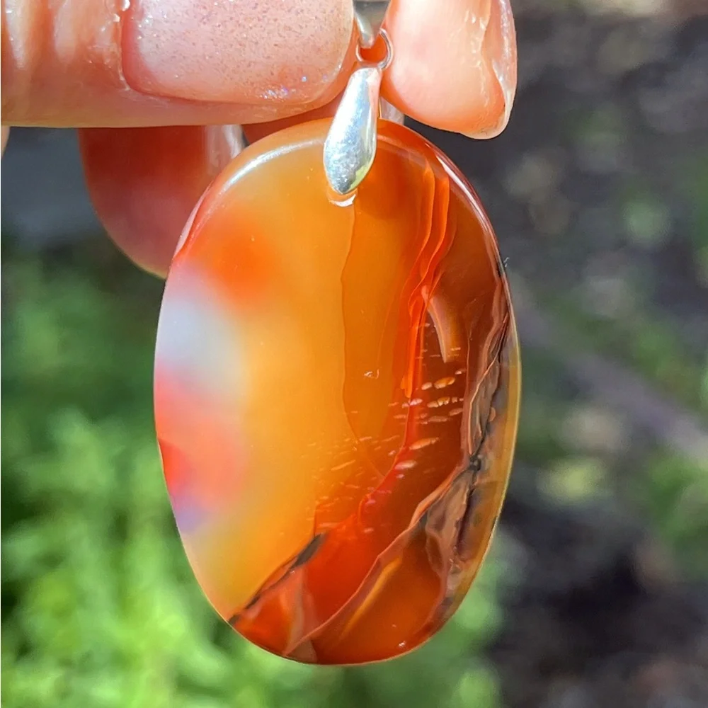 Silver‎ plated scenery agate pendant 1315